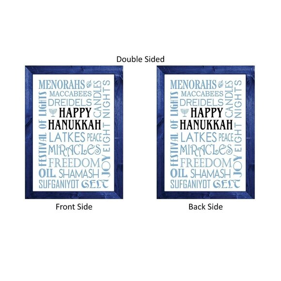 HAPPY HANUKKAH Double Sided Garden Flag Jewish Holiday Subway Tile Word Art NEW - Picture 4 of 8